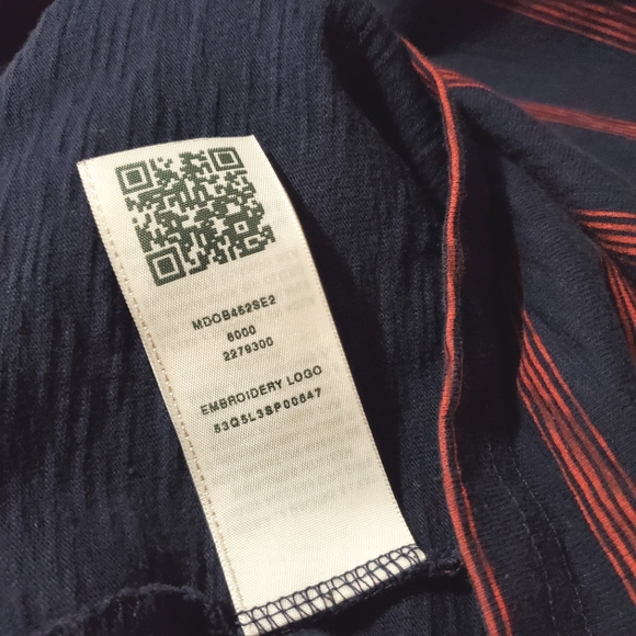 True Religion - Navy and Red Striped tee with Embroidered Logo on chest - Large - Picture 6 of 9